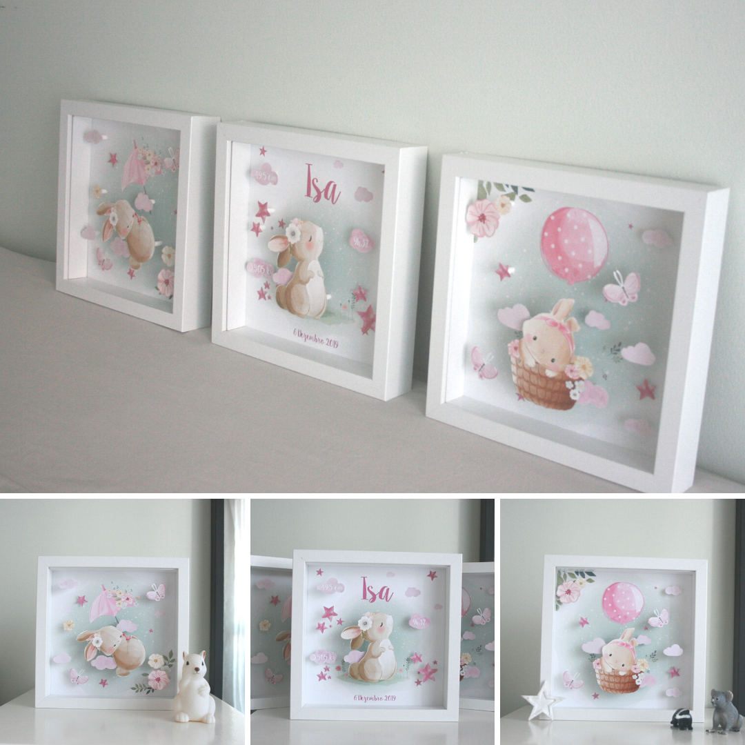 Quadros de menina personalizados - Triptico