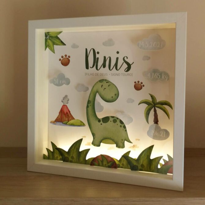 quadro de nascimento tema dinossauro