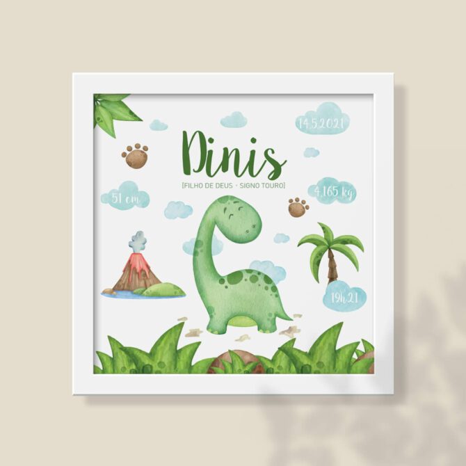 quadro de nascimento tema dinossauro