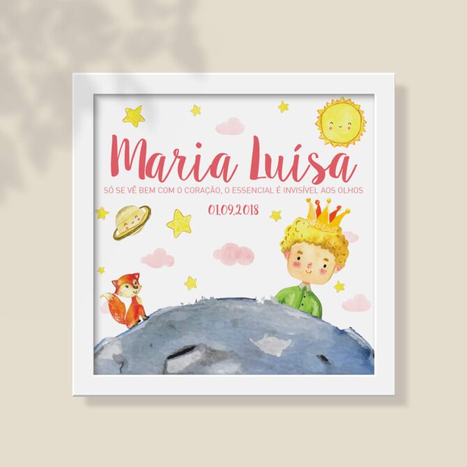Quadro de Nascimento com ilustrações de o Principezinho