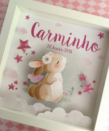 quadro decorativo quarto de bebé com coelhinha fofinha