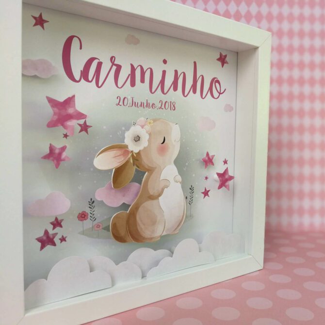 quadro decorativo quarto de bebé com coelhinha fofinha