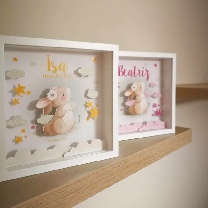 quadro decorativo quarto de bebé com coelhinha fofinha