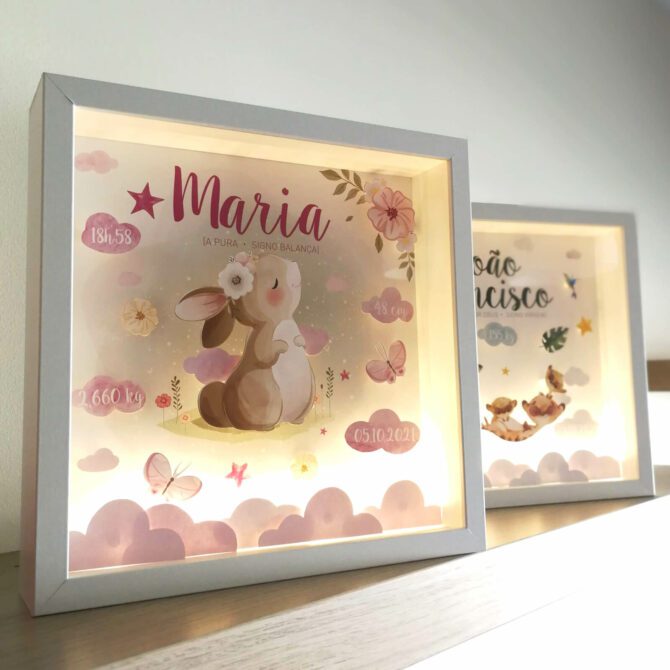 quadro decorativo quarto de bebé com coelhinha fofinha