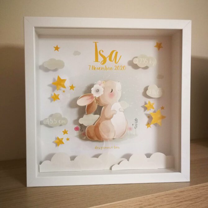 quadro decorativo quarto de bebé com coelhinha fofinha