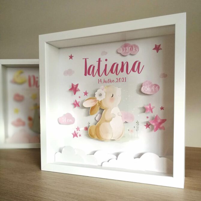 quadro decorativo quarto de bebé com coelhinha fofinha