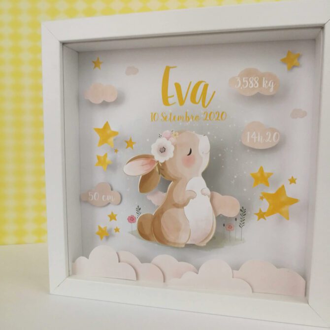 quadro decorativo quarto de bebé com coelhinha fofinha