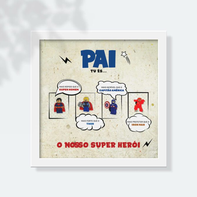 quadro super heróis presente original dia do pai