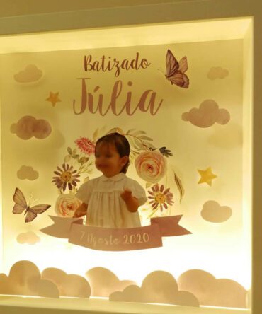 quadro para batizado menina com luz