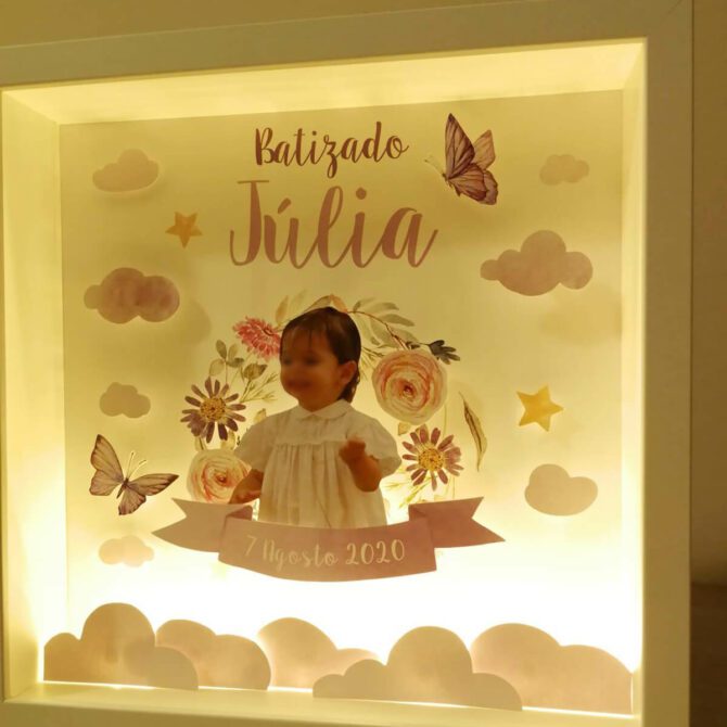 quadro para batizado menina com luz