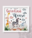 Quadro de Nascimento Bom Dia Zebra para dois irmãos