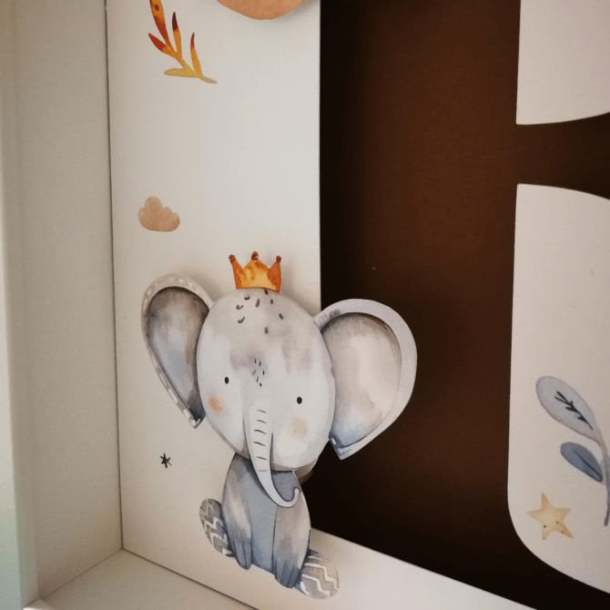 Quadro de Nascimento Elefante com dados de nascimento