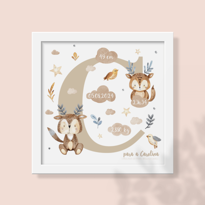 Quadro de Nascimento Animais do Bosque
